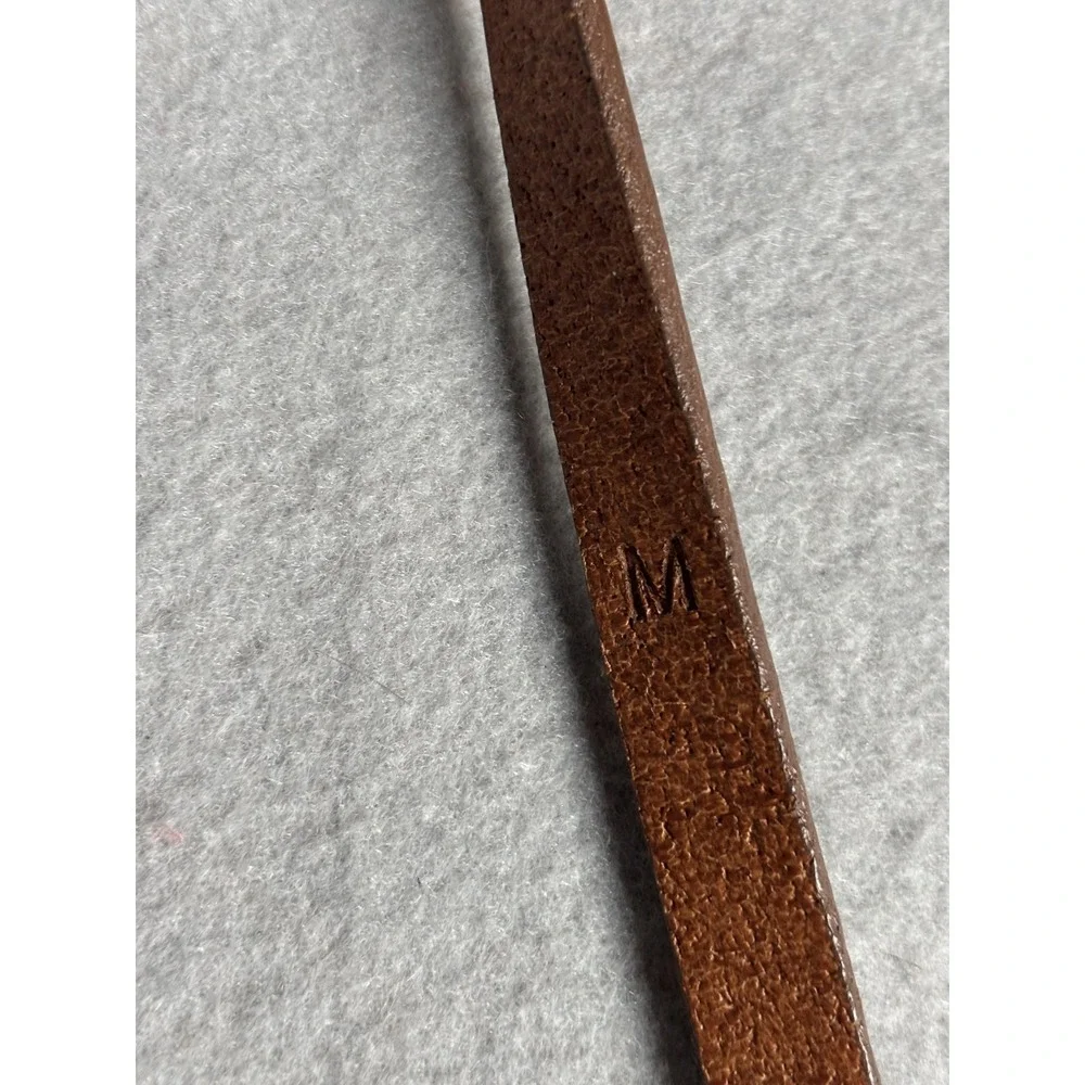 WCM Belt Womens Brown Italian Calfskin O-Ring Croc Embossed Gold Tip 2587-03